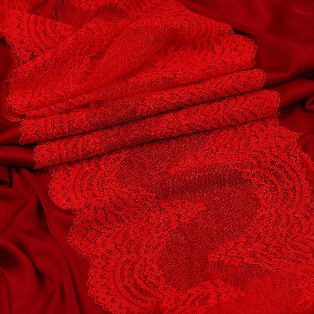 Кружево бельевое эластичное 230 мм / 10 м, 8036, цв.SD163 красный, Kruzhevo
