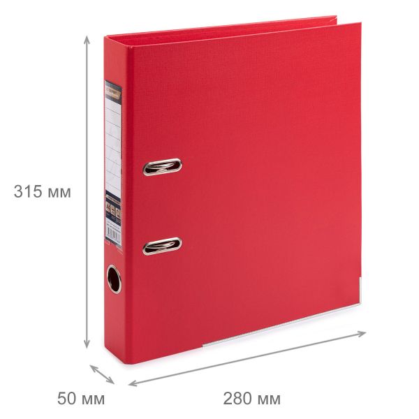 Регистратор PVC, 2-х стороннее покрытие, мет.уг. 50 мм, 10 шт, Premier A4 арочный механ, красный ЕС100261004, Expert Complete