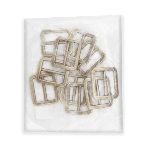 Пряжка регулировочная металл 18 мм, латунь ГР, 6909, 10 шт, BIG