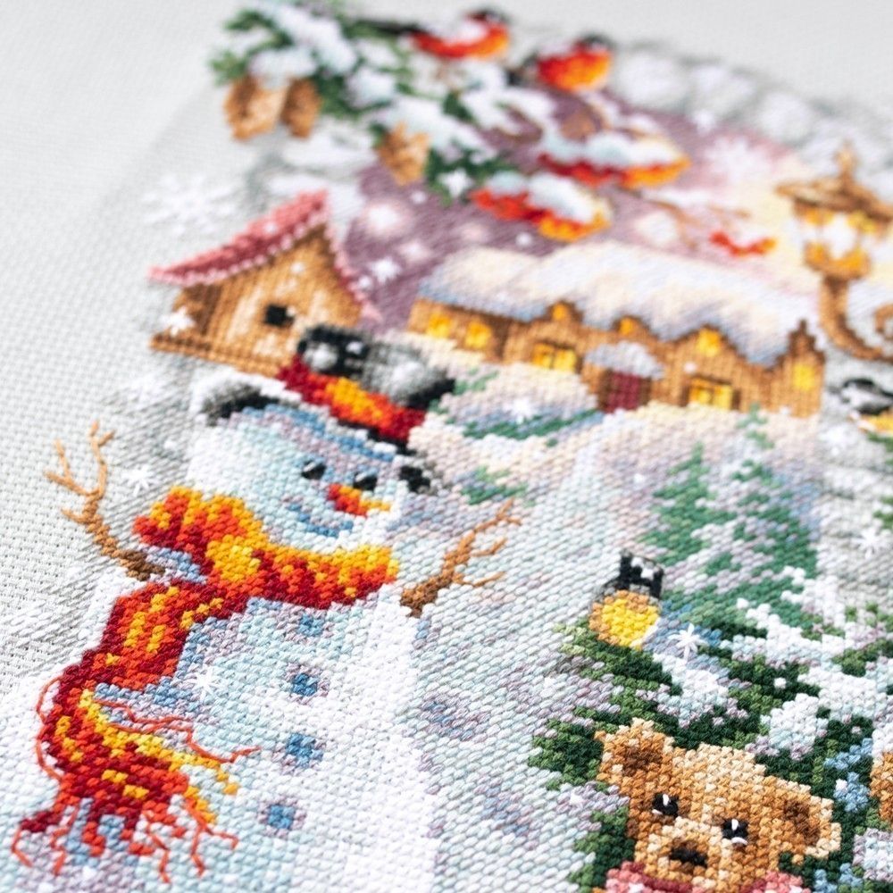 Набор для вышивания нитками Чудесная игла, Веселая зима, 17х27 см