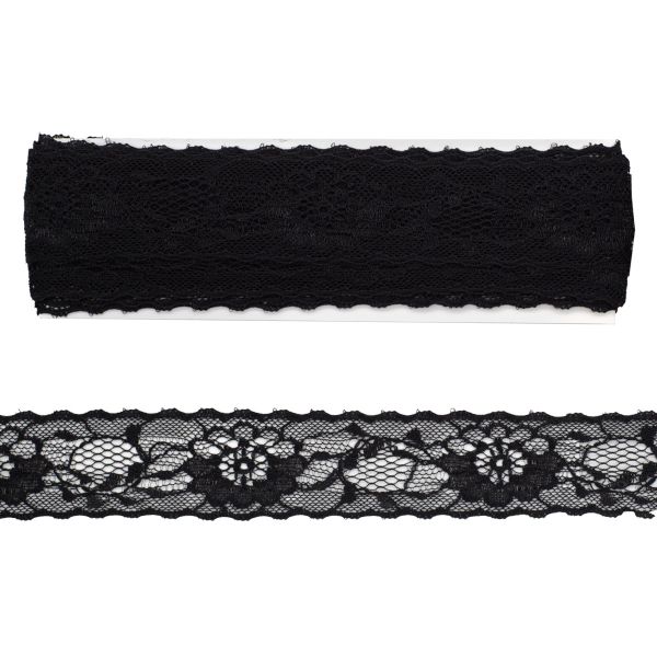 Кружево на сетке 33 мм, 5 м, ±4 см, 0623-1175, черный