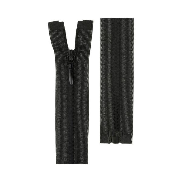 Молния спираль потайная плательная Т3 (3 мм) 1 зам., разъем., 25 см, 002 черный, G103L Gamma, 10 шт