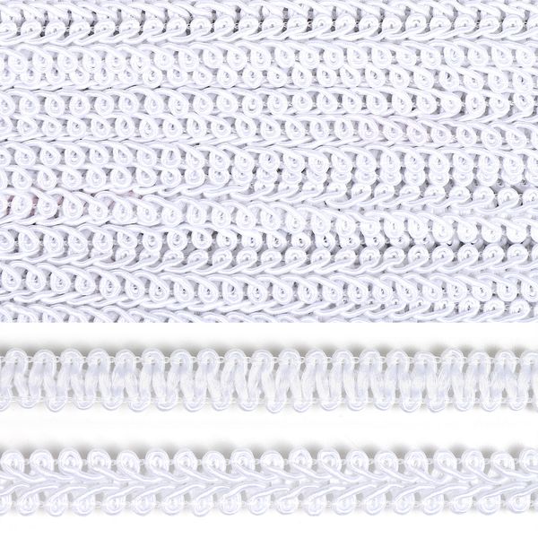 Тесьма в стиле шанель плетеная 12 мм 0384-0016 F101 белый уп. 18.28м