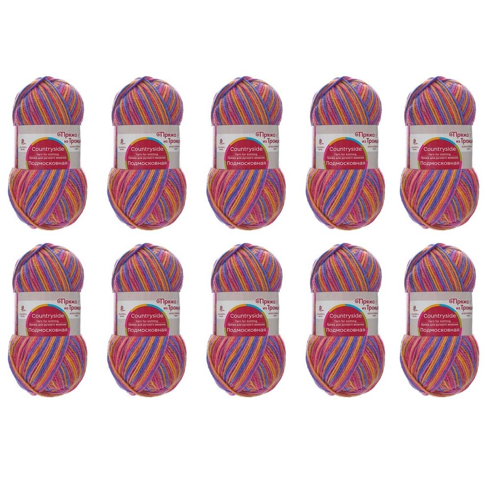 Пряжа Троицкая Подмосковная принт секционный / уп.10 мот. по 100 г, 250 м, 2607 секционный
