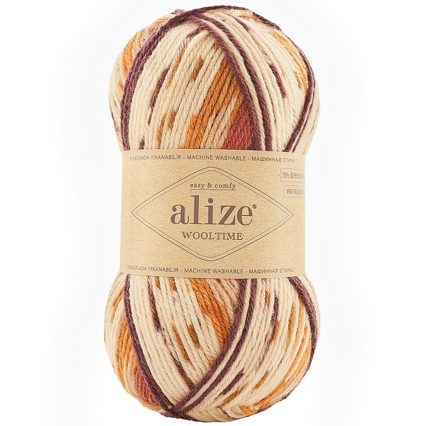 Пряжа Alize (Ализе) Wooltime / уп.5 мот. по 100 г, 200 м, 11022 секционный