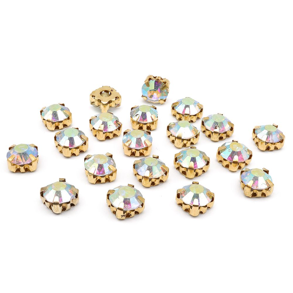 Хрустальные стразы в цапах/золото, 8мм, 20 шт/упак, Astra&Craft (42 прозрачный AB), 4AR167/168