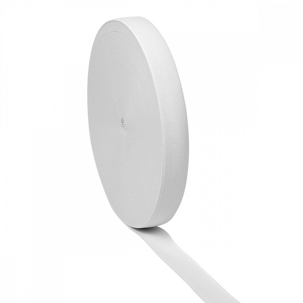 Резинка вязаная 25.0 мм / 40 метров, стандартная 3.9-4.3 г/п.м., белый