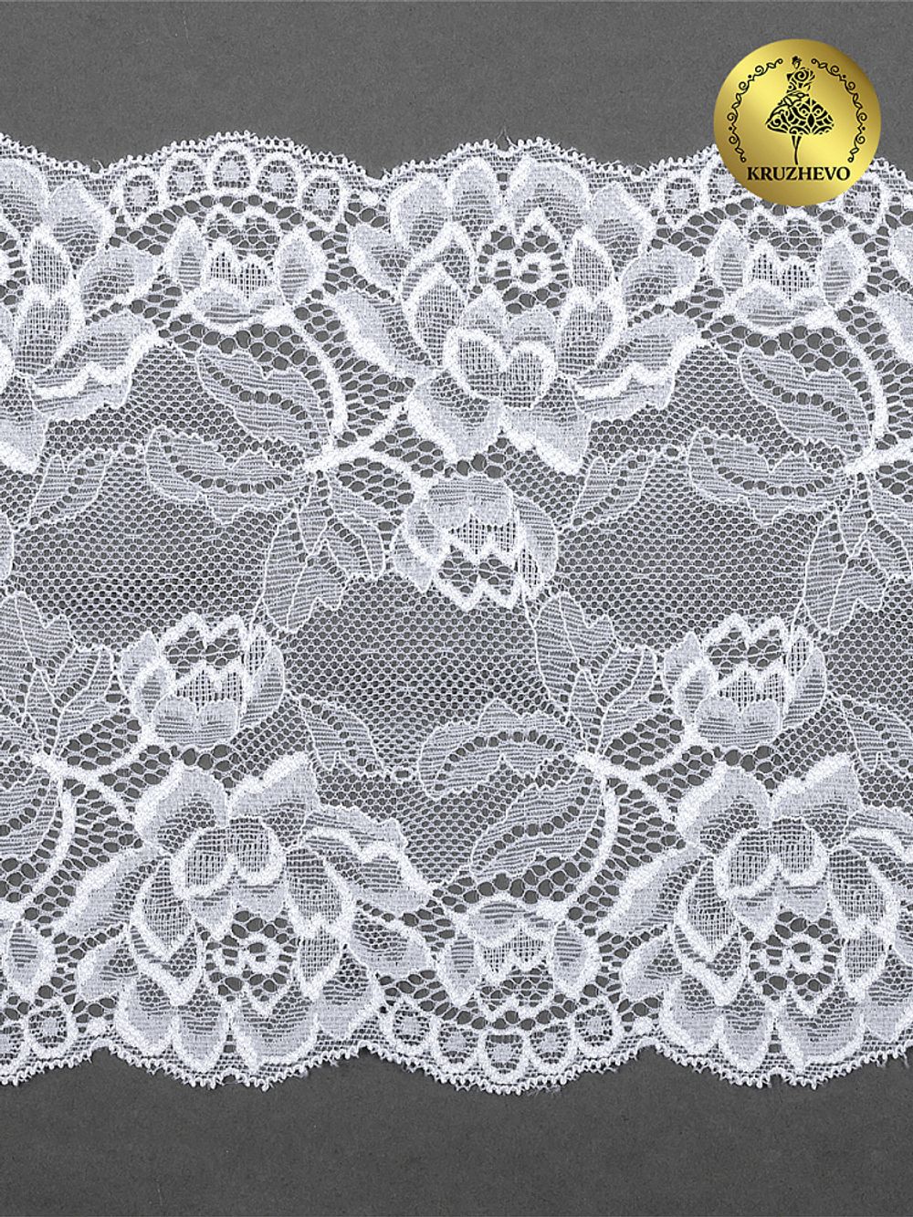 Кружево бельевое эластичное 180 мм / 3 м, TBY.L838, цв.01 белый, Kruzhevo