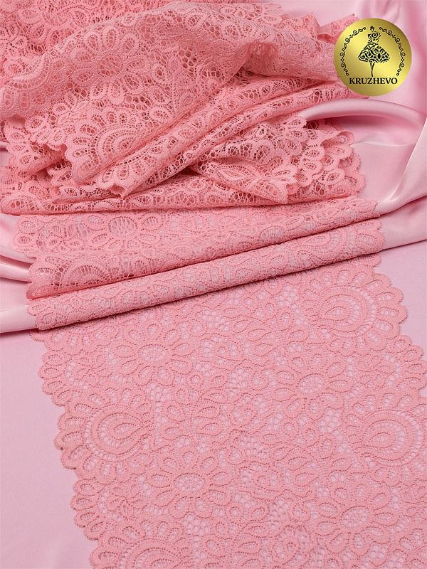 Кружево бельевое эластичное 180 мм / 20 м, 268, цв.134 розовый, Kruzhevo