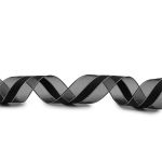 Лента капроновая (органза) с люрексом, 44 мм, 27 м (черный/сер.)