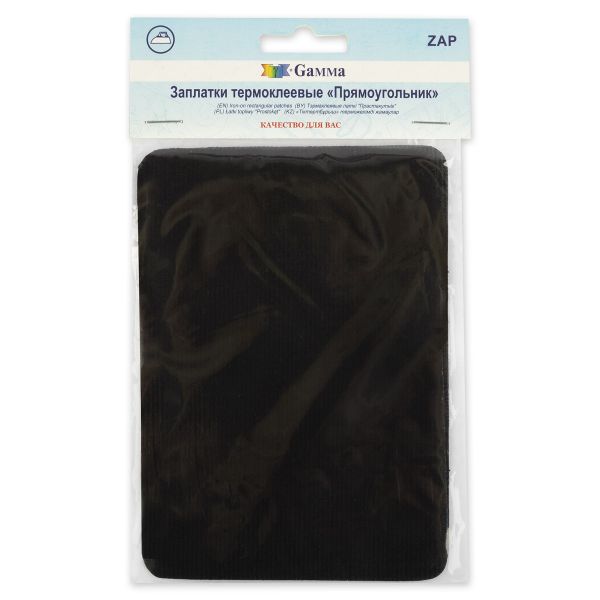 Термозаплатка Прямоугольник 14х10 см, ZAP, №08 вельвет черный, Gamma ZAP