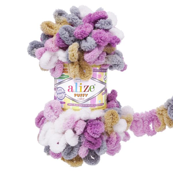 Пряжа Alize (Ализе) Puffy Color / уп.5 мот. по 100 г, 9м, 6522 секционный