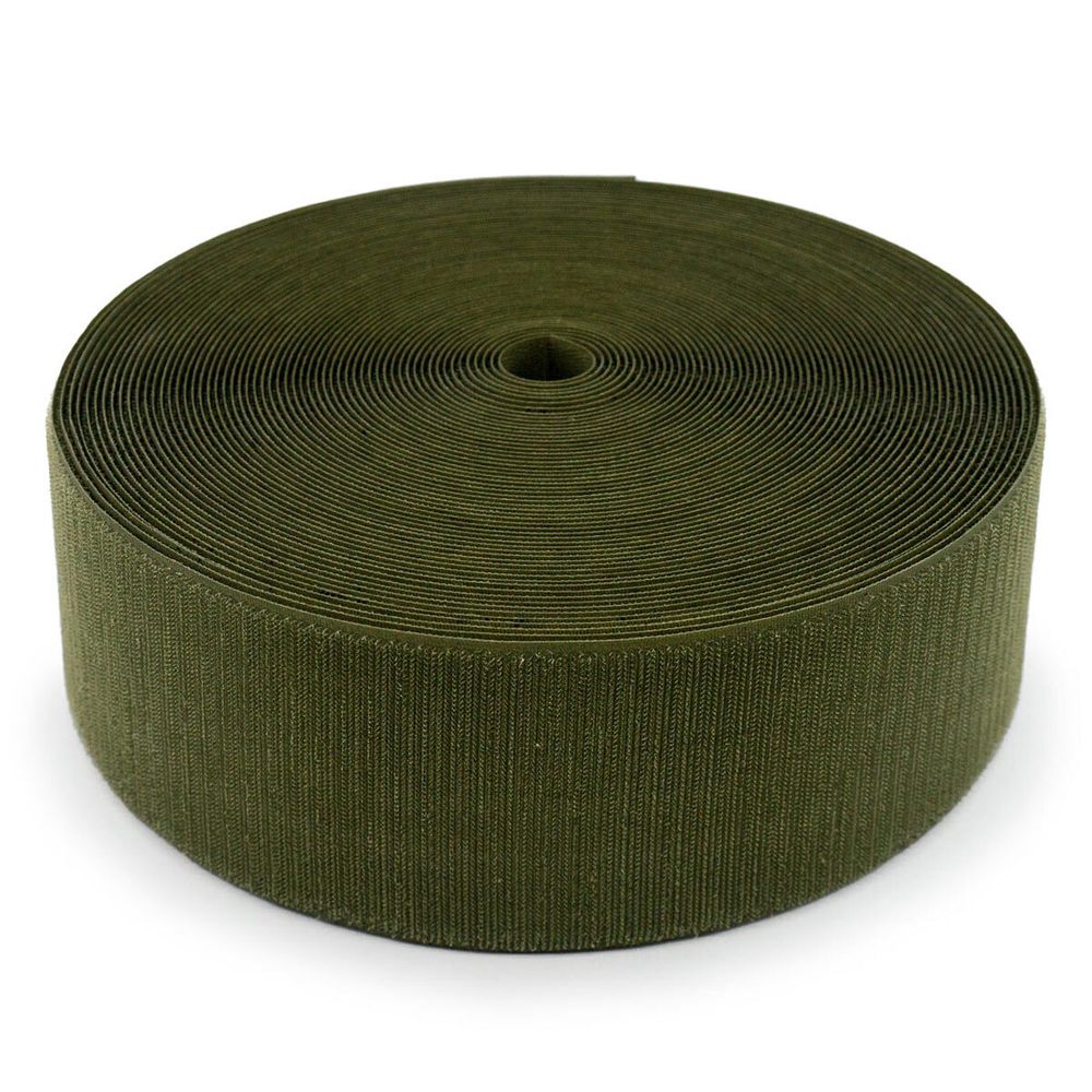 Лента контактная липучка (велкро) пришивная уп. 100 мм / 25 метров, оливковый/хаки, 121-20510/248, КРЮЧОК, качество "A"
