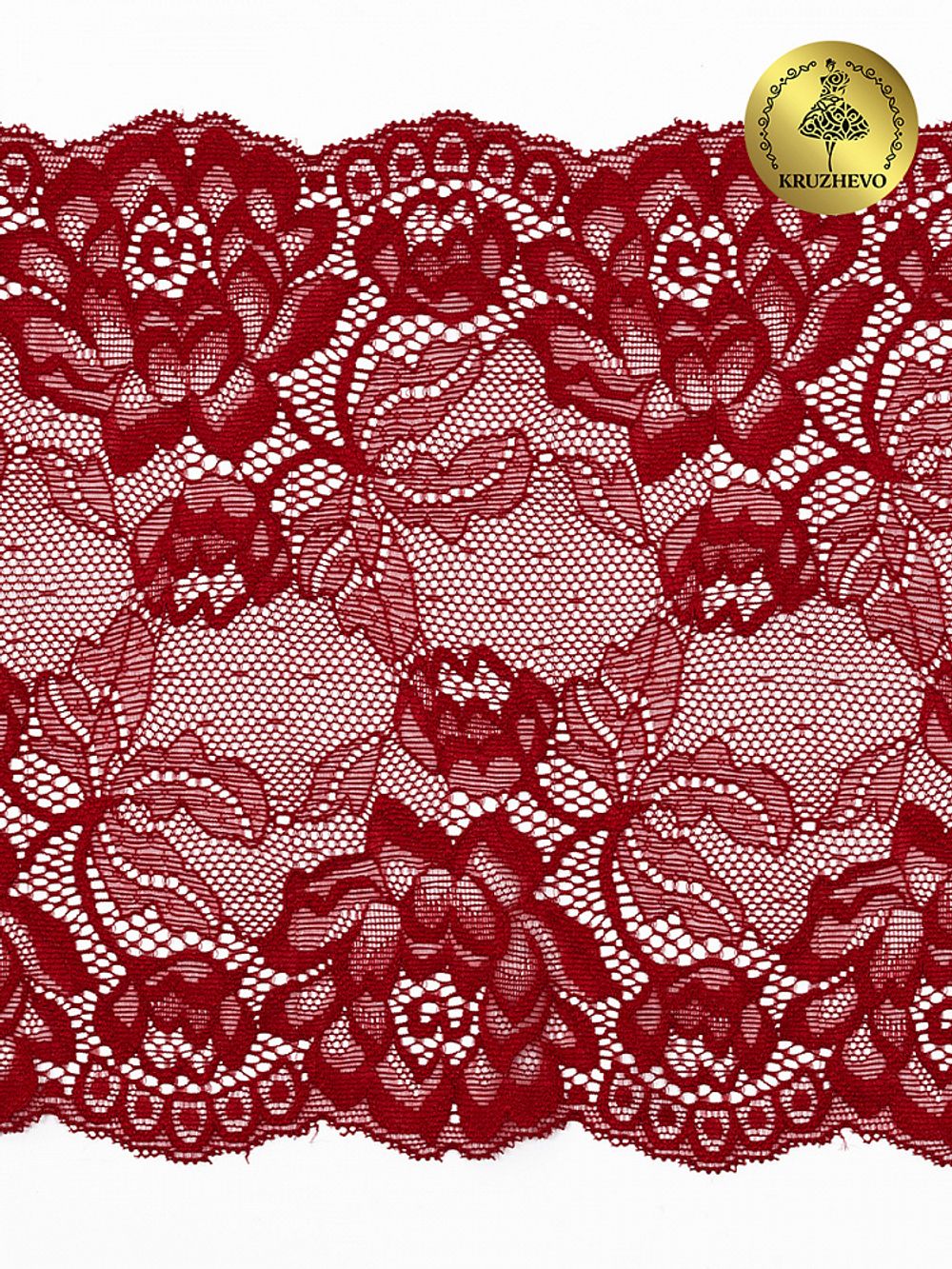 Кружево бельевое эластичное 180 мм / 3 метра, TBY.L838, цв.101 темно-красный
