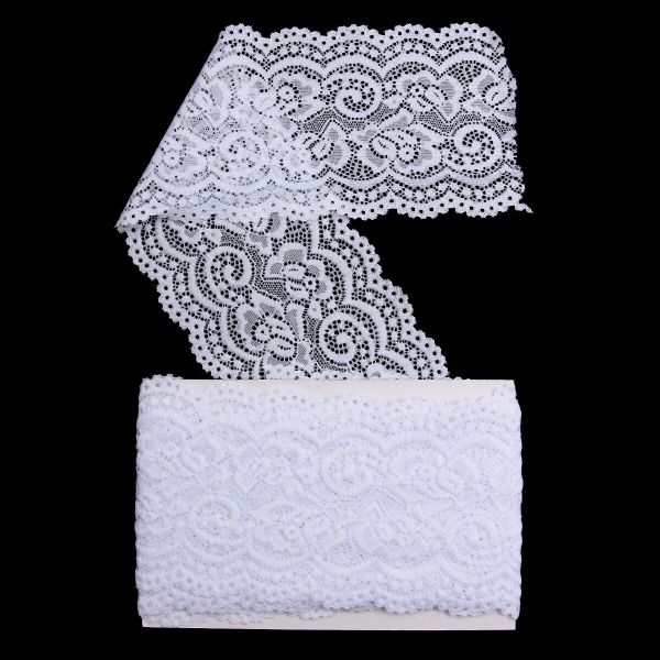 Кружево эластичное (стрейч) 100 мм / 3 метра, C501 белый