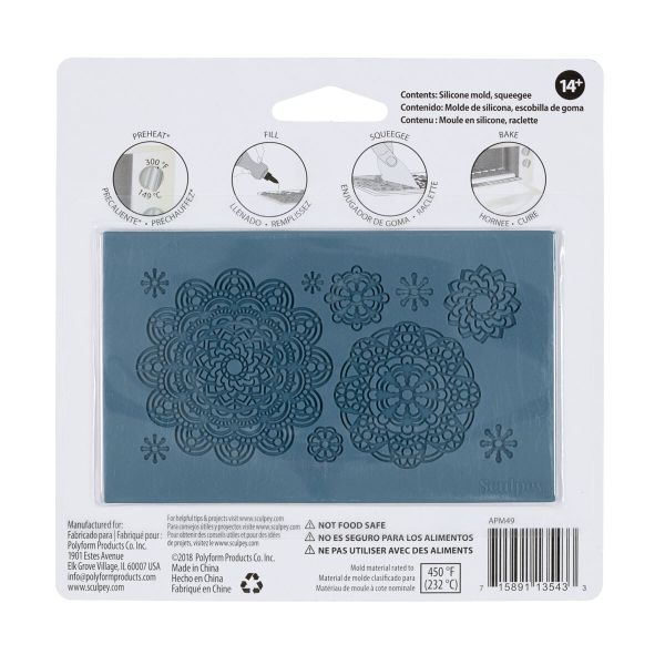 Форма силиконовая для слепков Sculpey Silicone Bakeable Mold -Mandala, Sculpey APM49