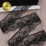 Кружево отделочное в стиле "трикотаж" 40 мм, диз. 281, цв.10 черный, уп. 27,4 м