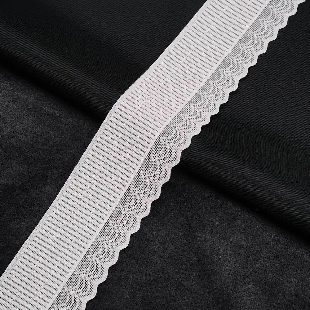 Кружево эластичное (стрейч) 40 мм / 13.72 метра, белый, 3AR3781