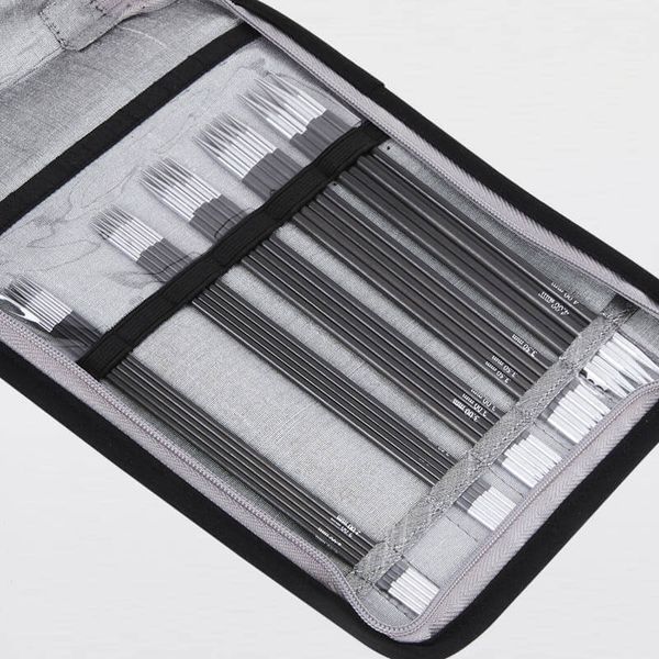 Набор чулочных спиц для вязания Knit Pro Karbonz 15см 5 видов спиц карбон 2-4мм, 41633