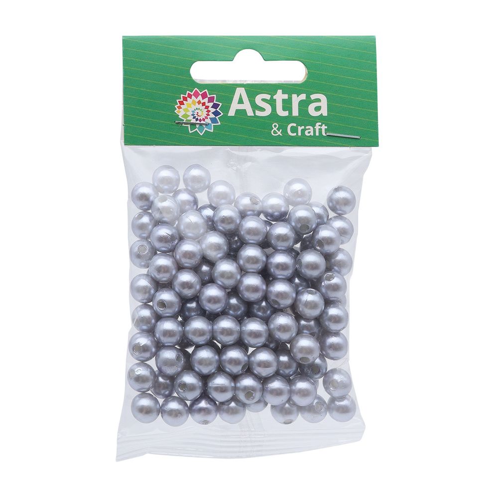 Бусины пластик (жемчуг) ⌀8 мм, 25 г, Astra&Craft (MH.КР.08.029.02 серый)