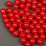 Бусины пластик (перламутр) ⌀10 мм, цв.058 красный, уп.50г (96 шт), Magic4Hobby