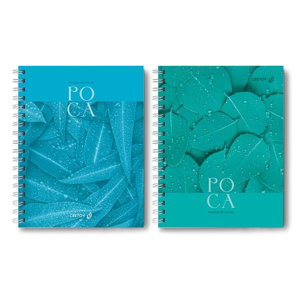 Тетрадь общая с твердой обложкой, матовая ламинация A5 80 л. на гребне 65 г/м², белизна 100% 4 шт клетка, 01559 Холодная роса, Светоч Т214