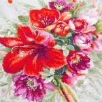 Набор для вышивания нитками Чудесная игла, Букет с амариллисом 36х27см