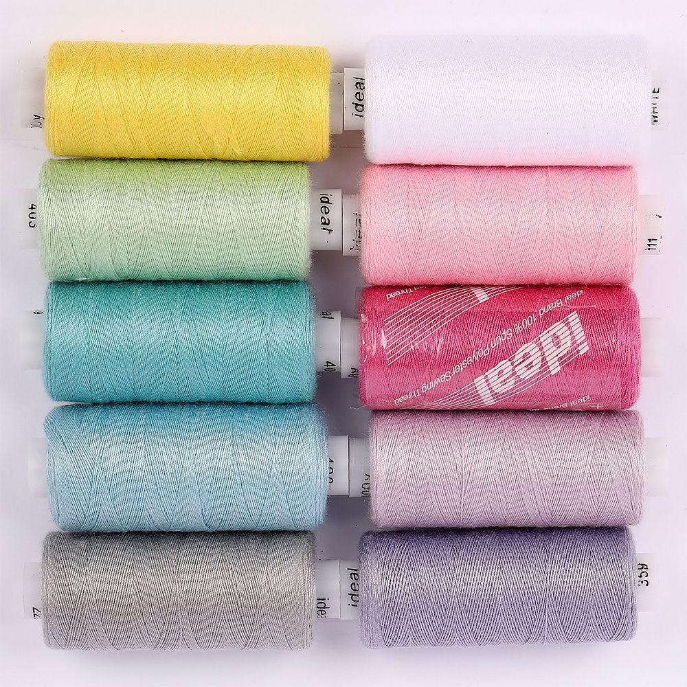 Швейные нитки (набор) 40/2, 10 кат. по 366 м, 100% п/э, MIX UN, ассорти (оттенки единорога)