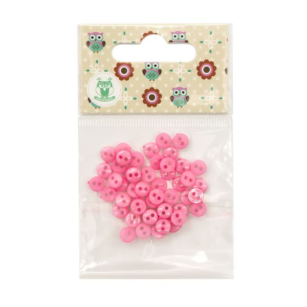 Украшения декоративные пуговицы Мини 2 прокола, 6мм, 50 шт ± 2 шт пластик, цв.розовый