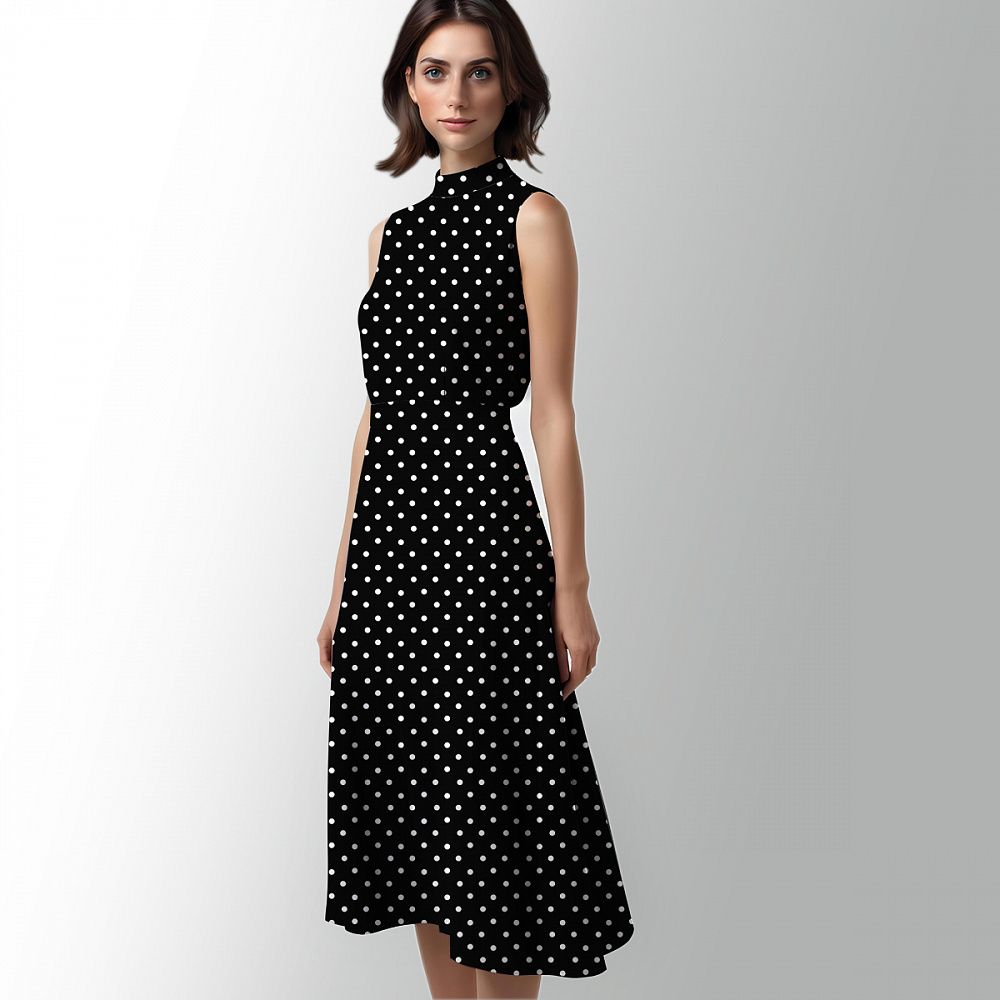 Штапель в горошек 90 г/м², 145 см / 2 метра, TBY.Vidt.01 цв.черный