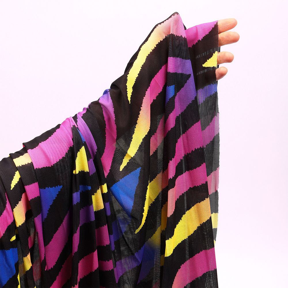 Сетка бельевая эластичная 120 г/м², шир.150 см / 1 метр, T-066, цв.1 цветная полоска /T-066.1.1/