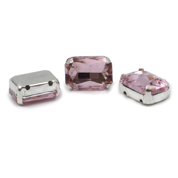 Хрустальные стразы в цапах прямоугольные (серебро) св.розовый 10х14мм, 5 штук Astra&Craft, ПЦ005НН1014