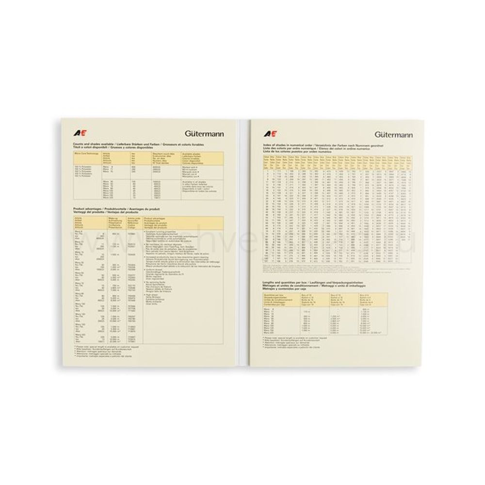 _00_ Карта цветов ниток: Нитки Gutermann Mara швейные промышленные, 400 цветов