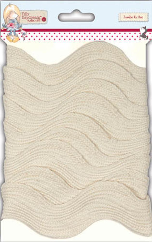 Тесьма вьюнок декоративная 6 мм / 2 метра, 100% х/б, бело-бежевый, Tilly Daydream, Docrafts