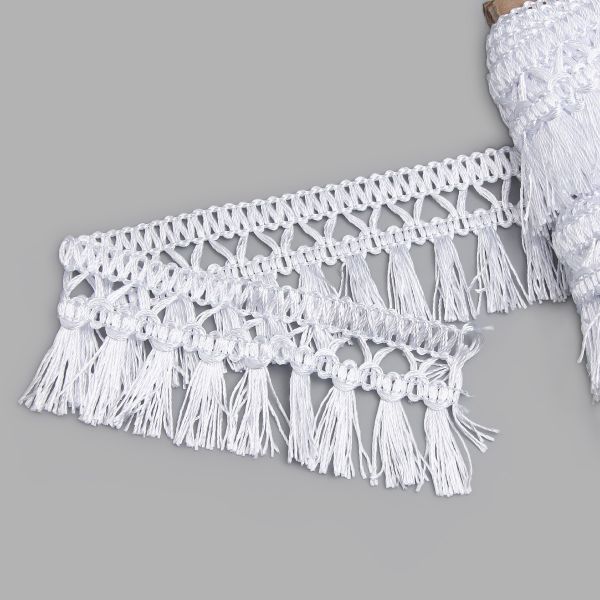 Бахрома отделочная 50.0 мм / 25 метров, кисти, а502 белый