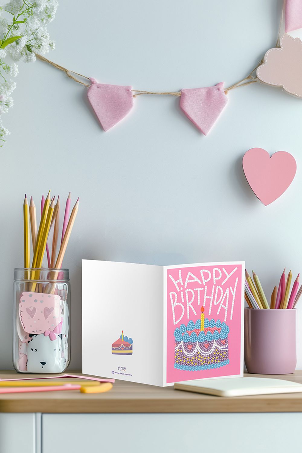 Кристальная (алмазная) мозаика Фрея ALVO-521, открытка, Happy birthday, 13.5х20 см