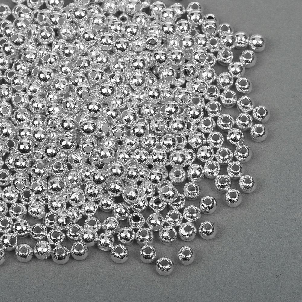 Бусины пластик ⌀4 мм, цв.серебро уп.50 г, Magic4Hobby