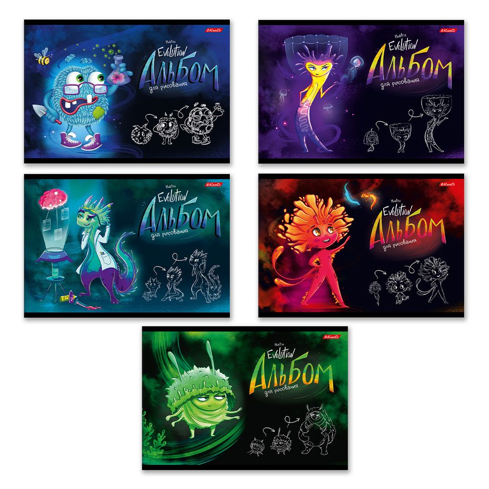 Альбом для рисования 100 г/м², A4 29х20.5 см, 12 л. на скобе, 10 шт, 000692 Монстриум, Светоч 12АЛСК4_1_3_9