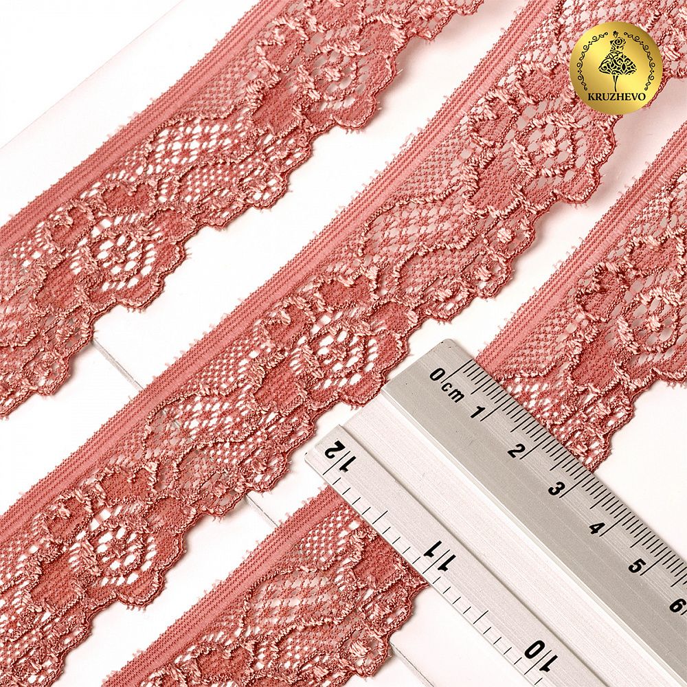 Кружево эластичное (стрейч) 30мм L839, цв.F139 коралловый уп.50м, Kruzhevo