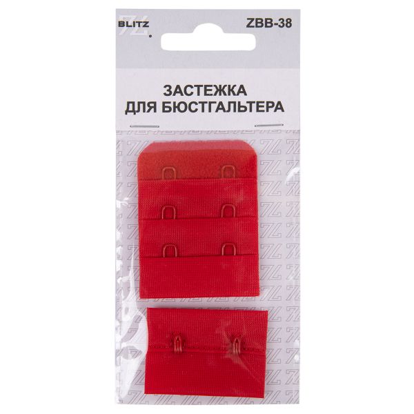 Застежки для бюстгальтера текстильные 38 мм, 5 шт, нейлон, 04 красный, Blitz ZBB-38
