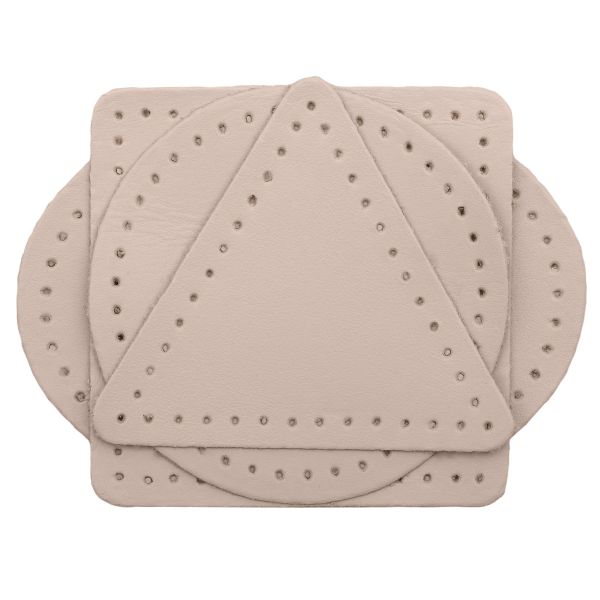 Набор заплаток пришивных из кожи, круг, квадрат, треугольник, овал 6см, с перфорацией, 4 шт (06 бежевый), 9723