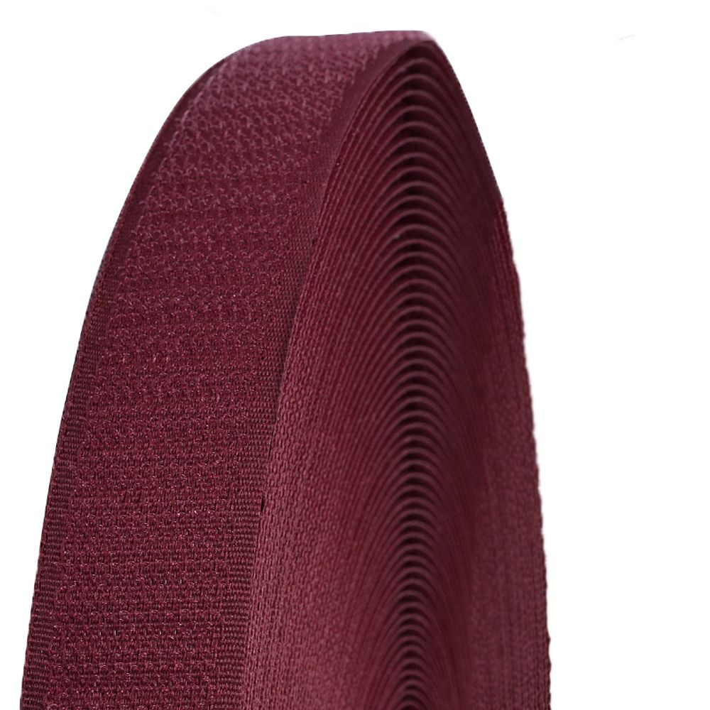 Лента контактная липучка (велкро) пришивная 50 мм / 25 метров, F179 т.бордо, КРЮЧОК, качество "B"