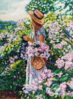 Алмазная (кристальная) мозаика Фрея, на подрамнике В цветущем саду, 30х40 см