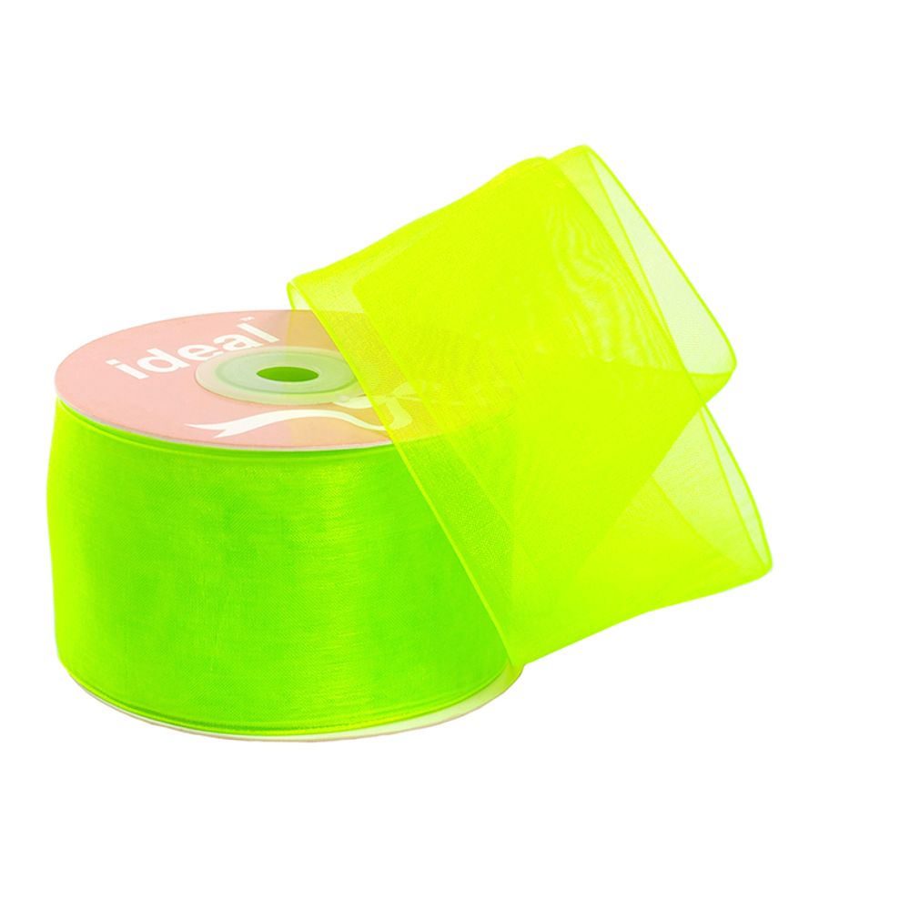 Лента капроновая (органза) 50.0 мм, 1043 салатовый, уп. 27,4 м