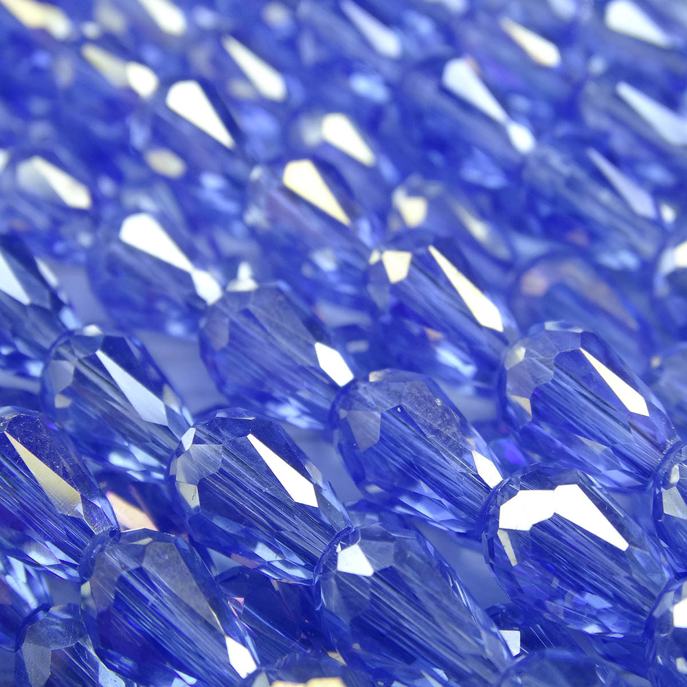 Бусины капля хрусталь, Светло-голубой прозрачный, с покрытием 11х8 мм, 10 шт
