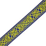 Лента (тесьма) жаккардовая 33.0 мм / 7 метров, сине-желтый, 22821