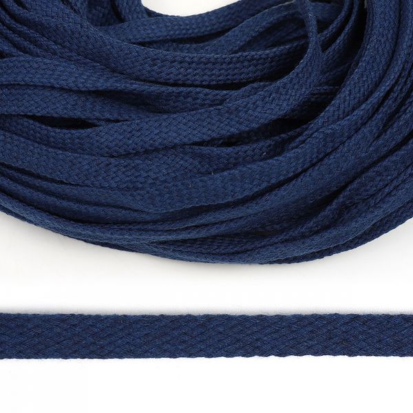 Шнур плоский плетеный х/б ⌀10.0 мм / 50 метров, турецкое плетение 024 т.синий