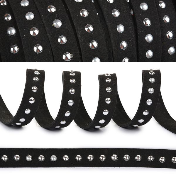 Шнур плетеный плоский ⌀15.0 мм / 25 метров, LTRN15.S, с кнопками черный/серебро