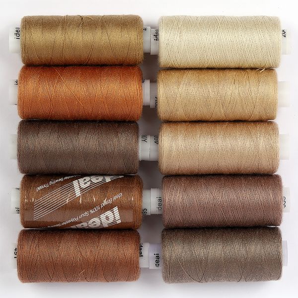 Швейные нитки (набор) 40/2, 10 кат. по 366 м, 100% п/э, MIX BJ, ассорти (бежевые оттенки)