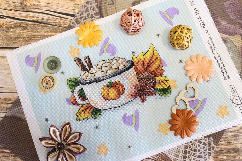Набор для вышивания нитками МП Студия (Жар-птица), Тыквенный латте 11х15 см